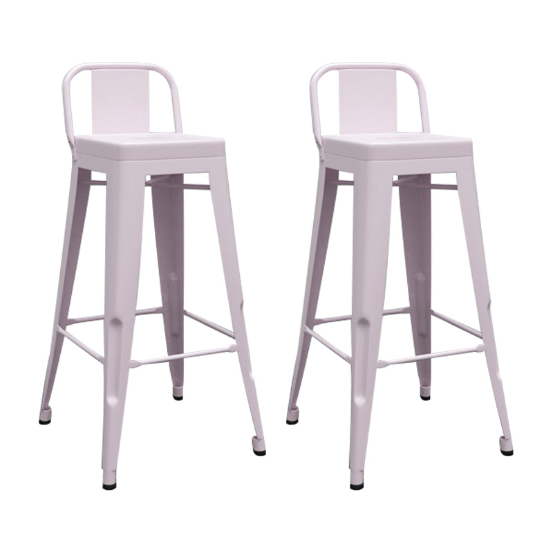 Modern Squared Counter Stools Armless Iron Indoor Bar Stool with Footrest Light Pink 2 Piece Set Clearhalo 'Bar Furniture' 'Bar Stools' 'bar_stools' 'furn' 'furn_bar_stools' 'furniture_bar_stools' 'Kitchen & Dining Furniture' 'kitchen&dining_furn' 'kitchen' 'kitchen_furn' Furniture' 4199080