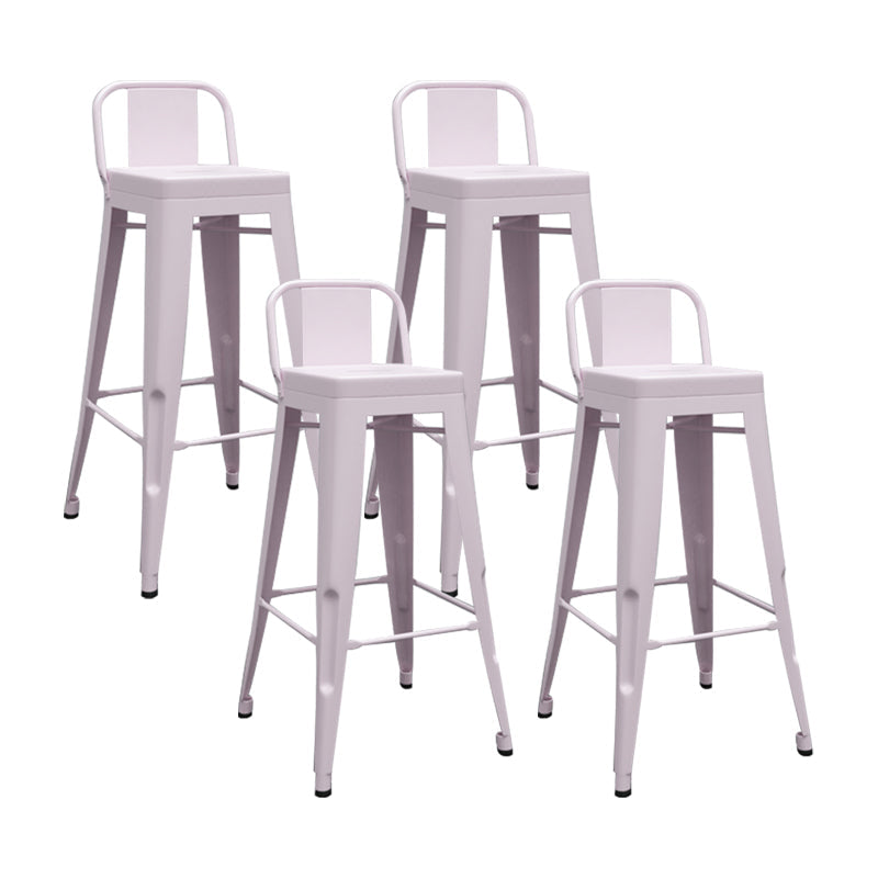 Modern Squared Counter Stools Armless Iron Indoor Bar Stool with Footrest Light Pink 4 Piece Set Clearhalo 'Bar Furniture' 'Bar Stools' 'bar_stools' 'furn' 'furn_bar_stools' 'furniture_bar_stools' 'Kitchen & Dining Furniture' 'kitchen&dining_furn' 'kitchen' 'kitchen_furn' Furniture' 4199081