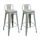 Modern Squared Counter Stools Armless Iron Indoor Bar Stool with Footrest Silver 2 Piece Set Clearhalo 'Bar Furniture' 'Bar Stools' 'bar_stools' 'furn' 'furn_bar_stools' 'furniture_bar_stools' 'Kitchen & Dining Furniture' 'kitchen&dining_furn' 'kitchen' 'kitchen_furn' Furniture' 4199083