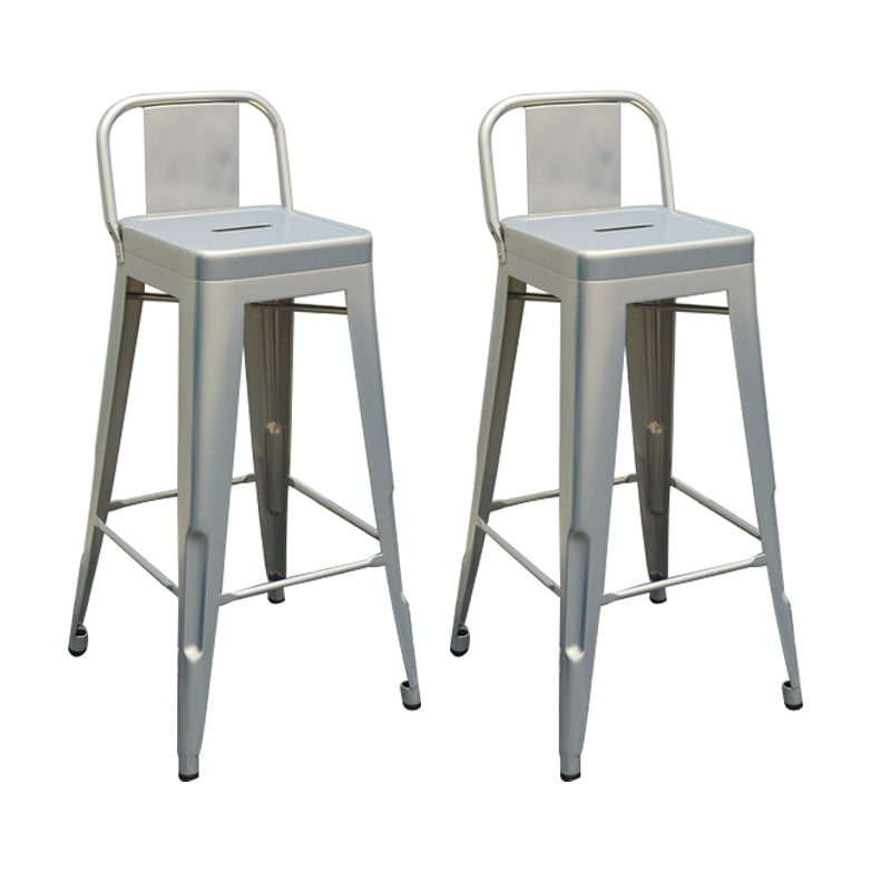 Modern Squared Counter Stools Armless Iron Indoor Bar Stool with Footrest Silver 2 Piece Set Clearhalo 'Bar Furniture' 'Bar Stools' 'bar_stools' 'furn' 'furn_bar_stools' 'furniture_bar_stools' 'Kitchen & Dining Furniture' 'kitchen&dining_furn' 'kitchen' 'kitchen_furn' Furniture' 4199083