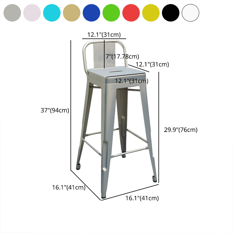 Modern Squared Counter Stools Armless Iron Indoor Bar Stool with Footrest Clearhalo 'Bar Furniture' 'Bar Stools' 'bar_stools' 'furn' 'furn_bar_stools' 'furniture_bar_stools' 'Kitchen & Dining Furniture' 'kitchen&dining_furn' 'kitchen' 'kitchen_furn' Furniture' 4199085