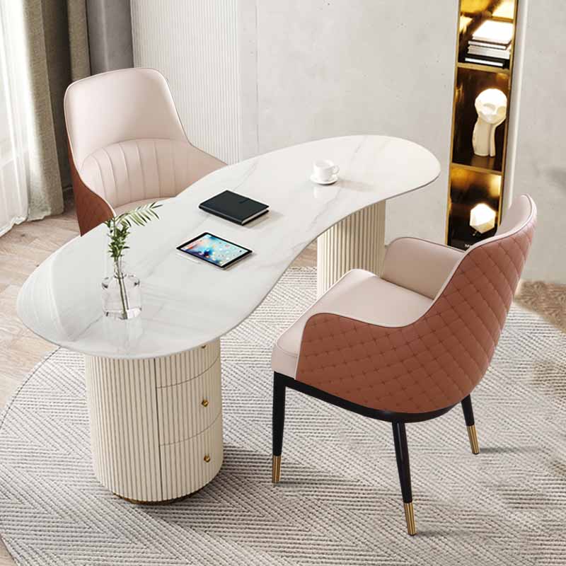 Minimalist Solid Back Arm Side Chairs Upholstered Leather Dining Chair Clearhalo ' kitchen&dining_furn' 'Dining Chairs' 'Dining Tables & Seating' 'dining_chair' 'furn' 'furn_dining_chair' 'Furniture' 'furniture_dining_chair' 'Kitchen & Dining Furniture' 'kitchen' 4205671