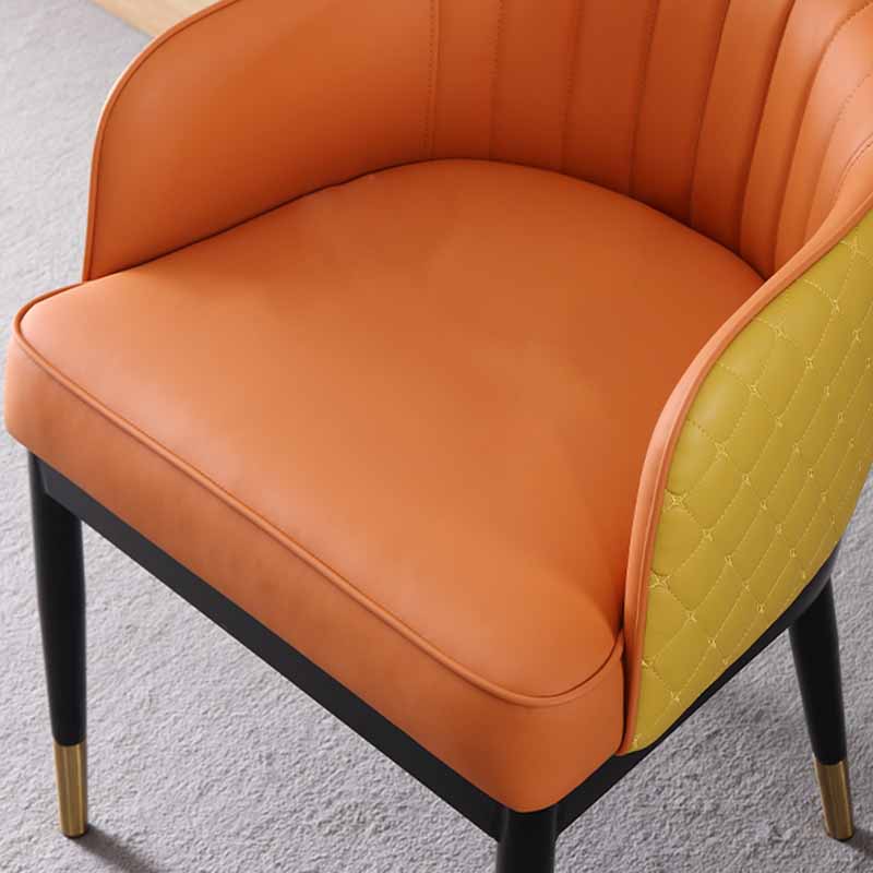 Minimalist Solid Back Arm Side Chairs Upholstered Leather Dining Chair Clearhalo ' kitchen&dining_furn' 'Dining Chairs' 'Dining Tables & Seating' 'dining_chair' 'furn' 'furn_dining_chair' 'Furniture' 'furniture_dining_chair' 'Kitchen & Dining Furniture' 'kitchen' 4205676