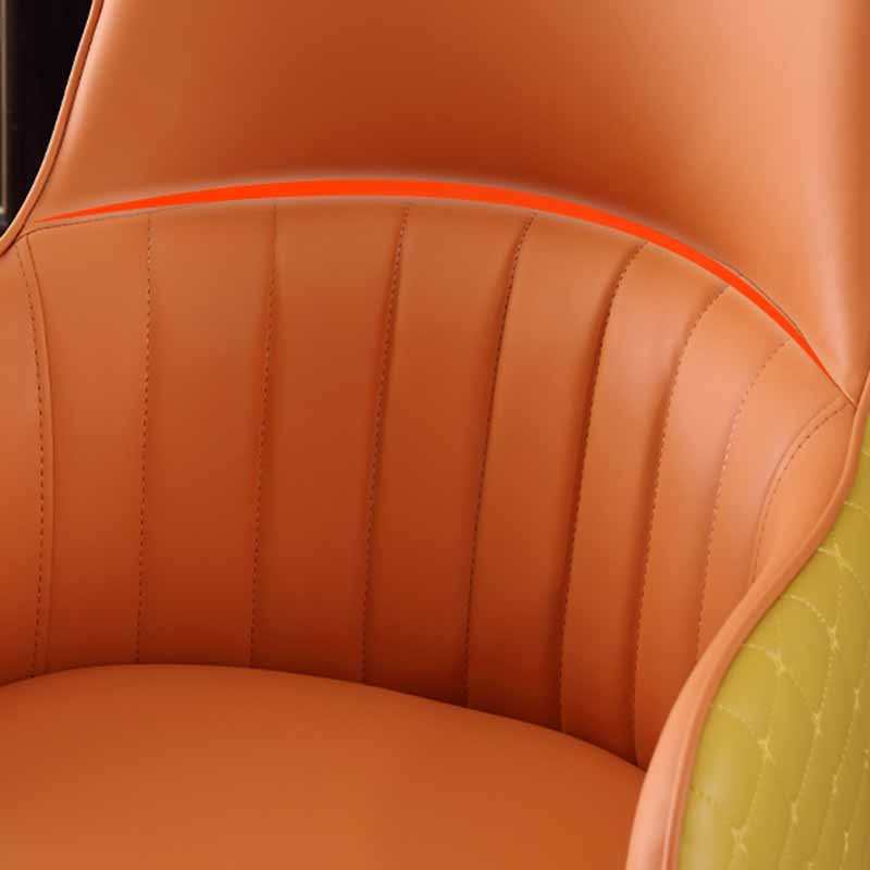 Minimalist Solid Back Arm Side Chairs Upholstered Leather Dining Chair Clearhalo ' kitchen&dining_furn' 'Dining Chairs' 'Dining Tables & Seating' 'dining_chair' 'furn' 'furn_dining_chair' 'Furniture' 'furniture_dining_chair' 'Kitchen & Dining Furniture' 'kitchen' 4205679