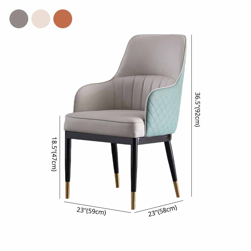Minimalist Solid Back Arm Side Chairs Upholstered Leather Dining Chair Clearhalo ' kitchen&dining_furn' 'Dining Chairs' 'Dining Tables & Seating' 'dining_chair' 'furn' 'furn_dining_chair' 'Furniture' 'furniture_dining_chair' 'Kitchen & Dining Furniture' 'kitchen' 4205681