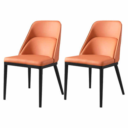 Modern Solid Back Armless Chair Leather Dining Side Chairs for Home Use Orange 2 Piece Set Clearhalo ' kitchen&dining_furn' 'Dining Chairs' 'Dining Tables & Seating' 'dining_chair' 'furn' 'furn_dining_chair' 'Furniture' 'furniture_dining_chair' 'Kitchen & Dining Furniture' 'kitchen' 4205683