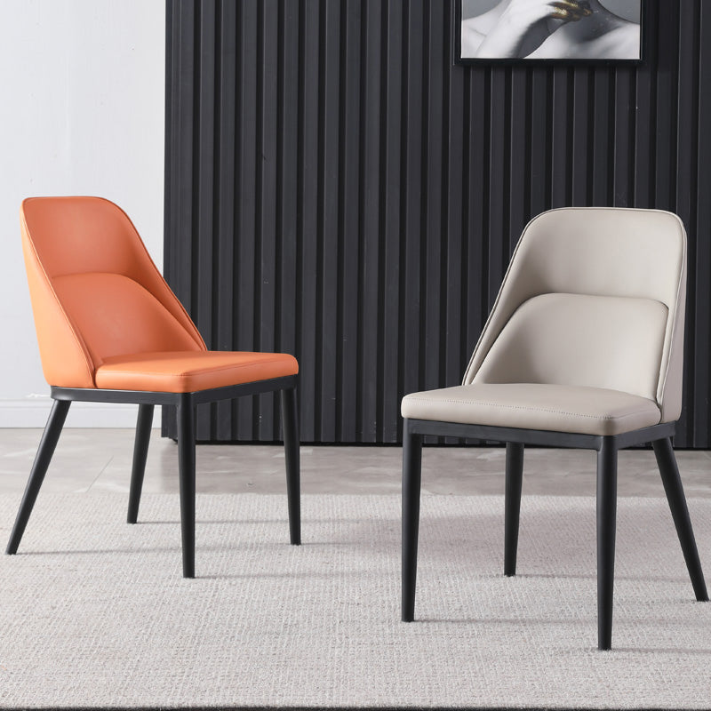 Modern Solid Back Armless Chair Leather Dining Side Chairs for Home Use Clearhalo ' kitchen&dining_furn' 'Dining Chairs' 'Dining Tables & Seating' 'dining_chair' 'furn' 'furn_dining_chair' 'Furniture' 'furniture_dining_chair' 'Kitchen & Dining Furniture' 'kitchen' 4205686