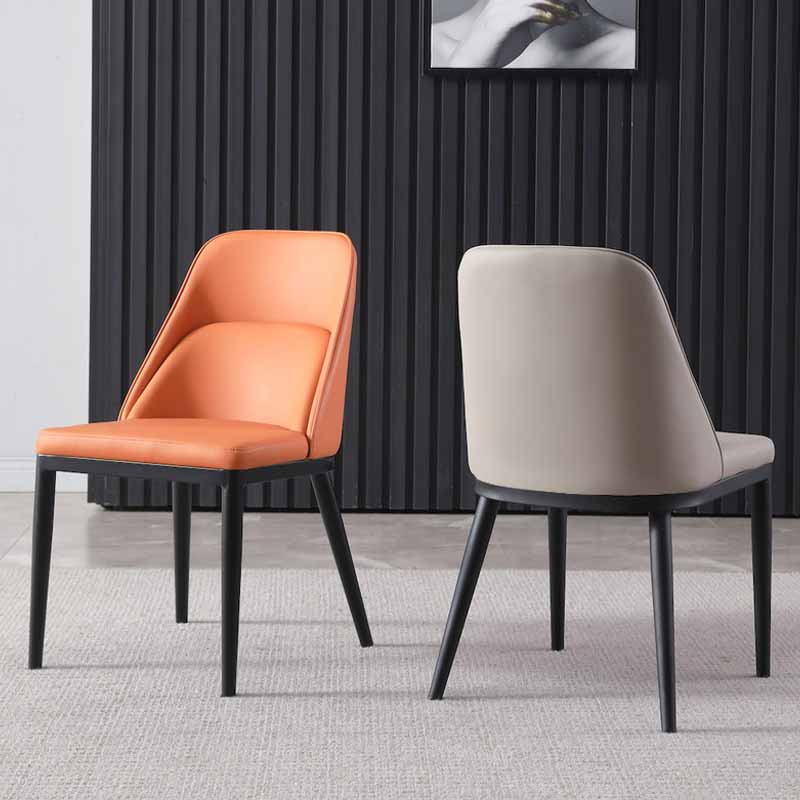 Modern Solid Back Armless Chair Leather Dining Side Chairs for Home Use Clearhalo ' kitchen&dining_furn' 'Dining Chairs' 'Dining Tables & Seating' 'dining_chair' 'furn' 'furn_dining_chair' 'Furniture' 'furniture_dining_chair' 'Kitchen & Dining Furniture' 'kitchen' 4205687