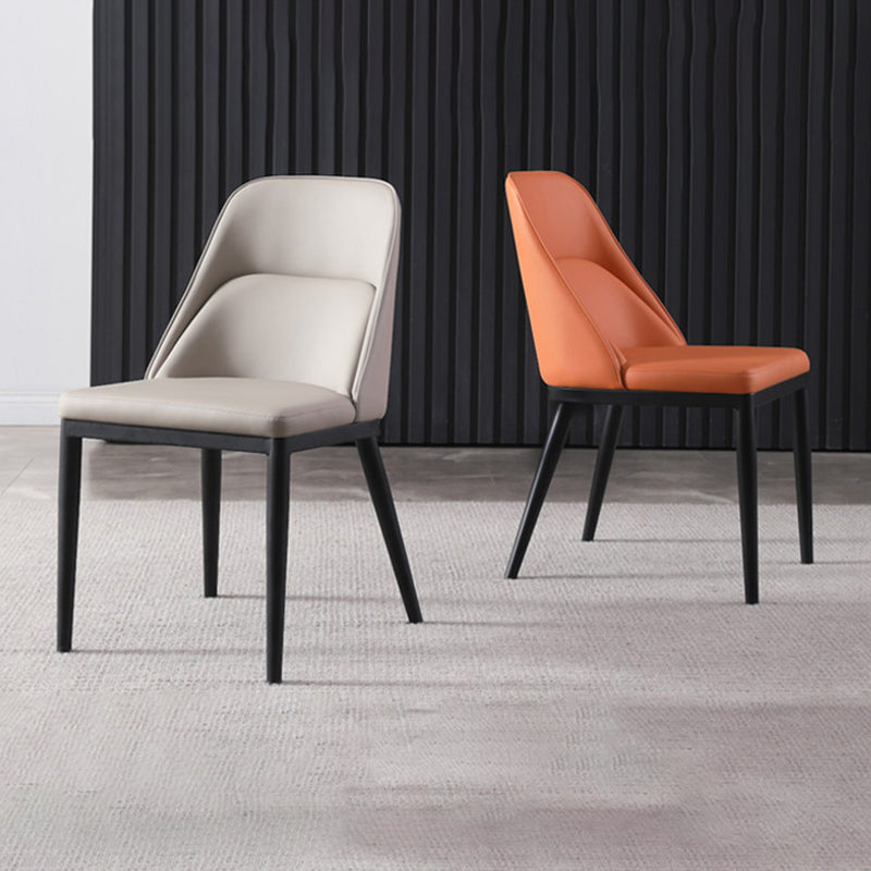 Modern Solid Back Armless Chair Leather Dining Side Chairs for Home Use Clearhalo ' kitchen&dining_furn' 'Dining Chairs' 'Dining Tables & Seating' 'dining_chair' 'furn' 'furn_dining_chair' 'Furniture' 'furniture_dining_chair' 'Kitchen & Dining Furniture' 'kitchen' 4205693