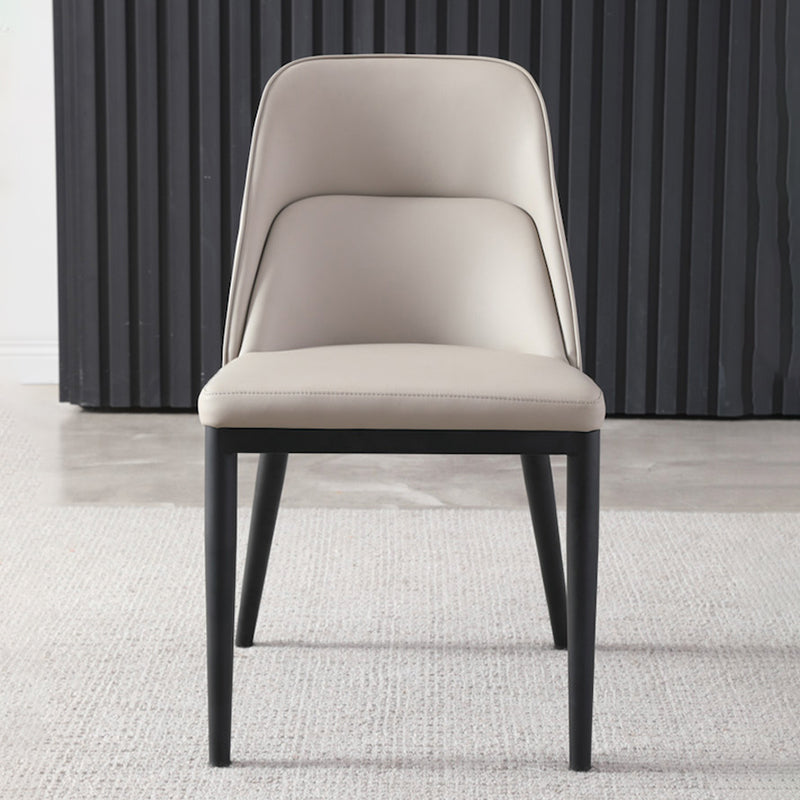 Modern Solid Back Armless Chair Leather Dining Side Chairs for Home Use Clearhalo ' kitchen&dining_furn' 'Dining Chairs' 'Dining Tables & Seating' 'dining_chair' 'furn' 'furn_dining_chair' 'Furniture' 'furniture_dining_chair' 'Kitchen & Dining Furniture' 'kitchen' 4205694