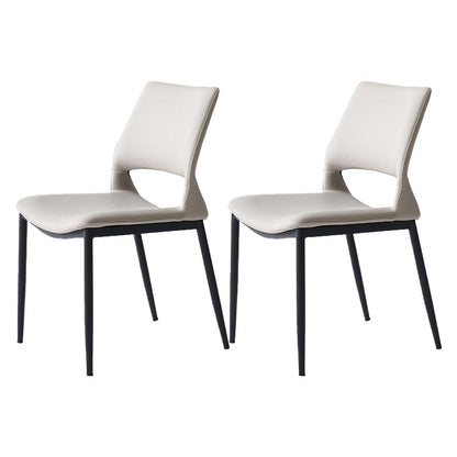 Minimalist Open Back Dining Side Chairs Leather Dining Side Chair for Home Light Gray 2 Piece Set Clearhalo ' kitchen&dining_furn' 'Dining Chairs' 'Dining Tables & Seating' 'dining_chair' 'furn' 'furn_dining_chair' 'Furniture' 'furniture_dining_chair' 'Kitchen & Dining Furniture' 'kitchen' 4205712