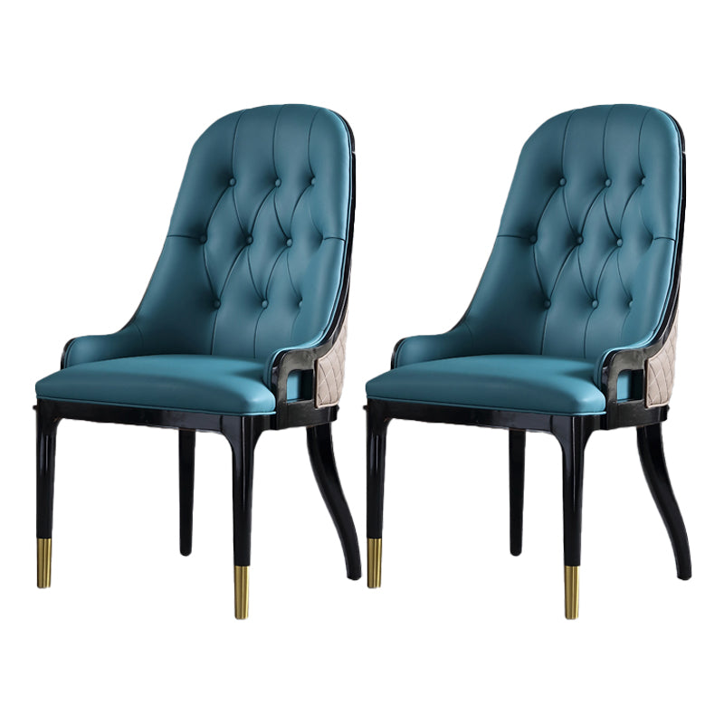 Minimalist Design Leather Dining Side Chair Solid Back Arm Chairs for Kitchen Blue 2 Piece Set Clearhalo ' kitchen&dining_furn' 'Dining Chairs' 'Dining Tables & Seating' 'dining_chair' 'furn' 'furn_dining_chair' 'Furniture' 'furniture_dining_chair' 'Kitchen & Dining Furniture' 'kitchen' 4205726