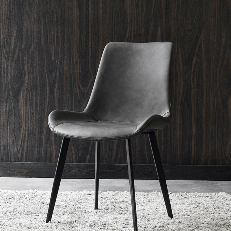 Contemporary Design Leather Dining Chairs Solid Back Armless Side Chairs Clearhalo ' kitchen&dining_furn' 'Dining Chairs' 'Dining Tables & Seating' 'dining_chair' 'furn' 'furn_dining_chair' 'Furniture' 'furniture_dining_chair' 'Kitchen & Dining Furniture' 'kitchen' 4205737