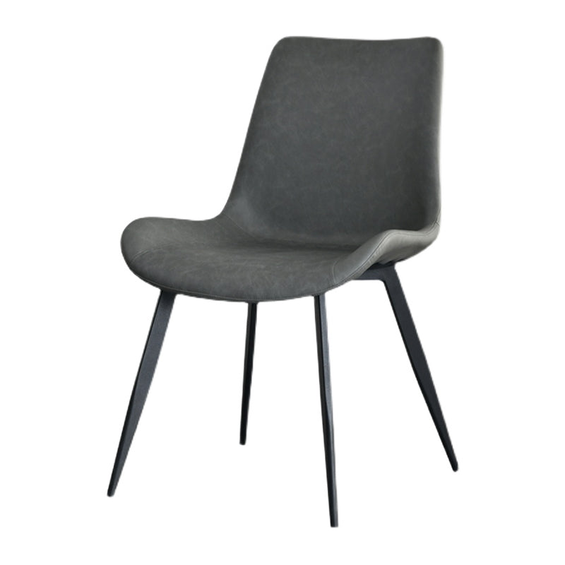 Contemporary Design Leather Dining Chairs Solid Back Armless Side Chairs Grey 1 Piece Clearhalo ' kitchen&dining_furn' 'Dining Chairs' 'Dining Tables & Seating' 'dining_chair' 'furn' 'furn_dining_chair' 'Furniture' 'furniture_dining_chair' 'Kitchen & Dining Furniture' 'kitchen' 4205738