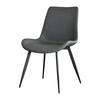 Contemporary Design Leather Dining Chairs Solid Back Armless Side Chairs Grey 1 Piece Clearhalo ' kitchen&dining_furn' 'Dining Chairs' 'Dining Tables & Seating' 'dining_chair' 'furn' 'furn_dining_chair' 'Furniture' 'furniture_dining_chair' 'Kitchen & Dining Furniture' 'kitchen' 4205738