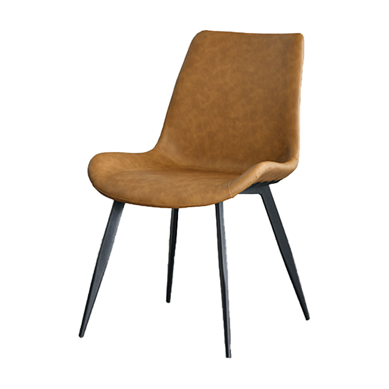 Contemporary Design Leather Dining Chairs Solid Back Armless Side Chairs Ginger 1 Piece Clearhalo ' kitchen&dining_furn' 'Dining Chairs' 'Dining Tables & Seating' 'dining_chair' 'furn' 'furn_dining_chair' 'Furniture' 'furniture_dining_chair' 'Kitchen & Dining Furniture' 'kitchen' 4205743