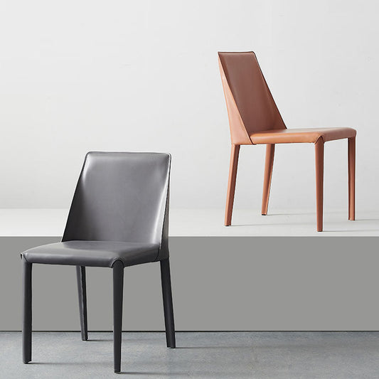 Minimalist Style Leather Dining Chairs Solid Back Armless Chairs for Home Clearhalo ' kitchen&dining_furn' 'Dining Chairs' 'Dining Tables & Seating' 'dining_chair' 'furn' 'furn_dining_chair' 'Furniture' 'furniture_dining_chair' 'Kitchen & Dining Furniture' 'kitchen' 4205755