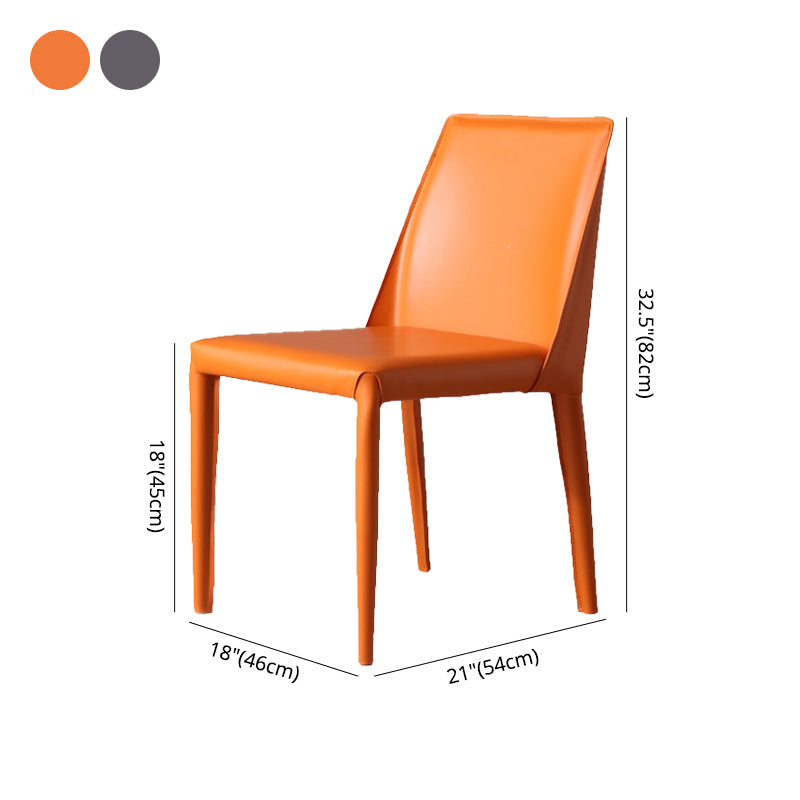 Minimalist Style Leather Dining Chairs Solid Back Armless Chairs for Home Clearhalo ' kitchen&dining_furn' 'Dining Chairs' 'Dining Tables & Seating' 'dining_chair' 'furn' 'furn_dining_chair' 'Furniture' 'furniture_dining_chair' 'Kitchen & Dining Furniture' 'kitchen' 4205763