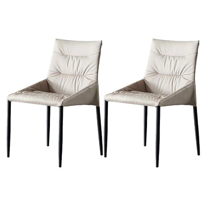 Minimalist Style Leather Dining Chairs Solid Back Arm Side Chairs for Kitchen (Set of 4) White 2 Piece Set Clearhalo ' kitchen&dining_furn' 'Dining Chairs' 'Dining Tables & Seating' 'dining_chair' 'furn' 'furn_dining_chair' 'Furniture' 'furniture_dining_chair' 'Kitchen & Dining Furniture' 'kitchen' 4205765