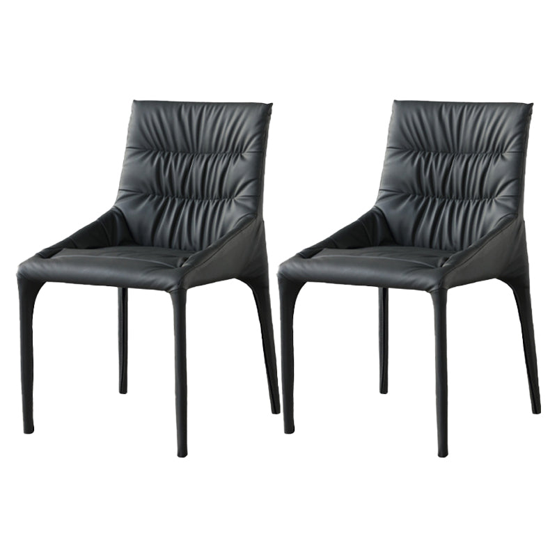 Minimalist Style Leather Dining Chairs Solid Back Arm Side Chairs for Kitchen (Set of 4) Light Gray 2 Piece Set Clearhalo ' kitchen&dining_furn' 'Dining Chairs' 'Dining Tables & Seating' 'dining_chair' 'furn' 'furn_dining_chair' 'Furniture' 'furniture_dining_chair' 'Kitchen & Dining Furniture' 'kitchen' 4205766