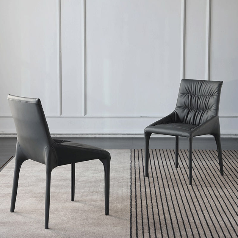 Minimalist Style Leather Dining Chairs Solid Back Arm Side Chairs for Kitchen (Set of 4) Clearhalo ' kitchen&dining_furn' 'Dining Chairs' 'Dining Tables & Seating' 'dining_chair' 'furn' 'furn_dining_chair' 'Furniture' 'furniture_dining_chair' 'Kitchen & Dining Furniture' 'kitchen' 4205767