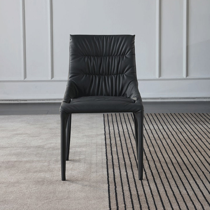 Minimalist Style Leather Dining Chairs Solid Back Arm Side Chairs for Kitchen (Set of 4) Clearhalo ' kitchen&dining_furn' 'Dining Chairs' 'Dining Tables & Seating' 'dining_chair' 'furn' 'furn_dining_chair' 'Furniture' 'furniture_dining_chair' 'Kitchen & Dining Furniture' 'kitchen' 4205770