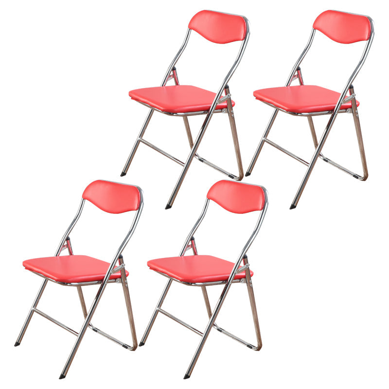 Home Metal Contemporary Side Chair Folding Open Back Dining Side Chair Red 4 Piece Set Clearhalo ' kitchen&dining_furn' 'Dining Chairs' 'Dining Tables & Seating' 'dining_chair' 'furn' 'furn_dining_chair' 'Furniture' 'furniture_dining_chair' 'Kitchen & Dining Furniture' 'kitchen' 4205787