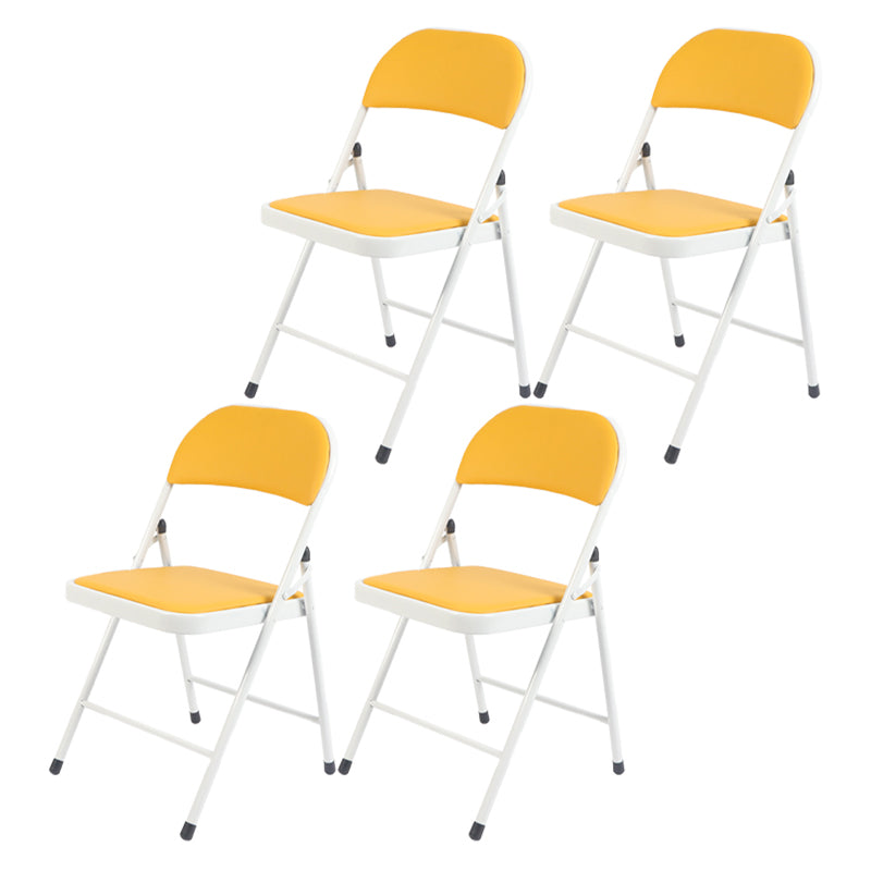 Modern Indoor-Outdoor Metal Chair Folding Armless Open Back Dining Side Chair Yellow 4 Piece Set Clearhalo ' kitchen&dining_furn' 'Dining Chairs' 'Dining Tables & Seating' 'dining_chair' 'furn' 'furn_dining_chair' 'Furniture' 'furniture_dining_chair' 'Kitchen & Dining Furniture' 'kitchen' 4205803