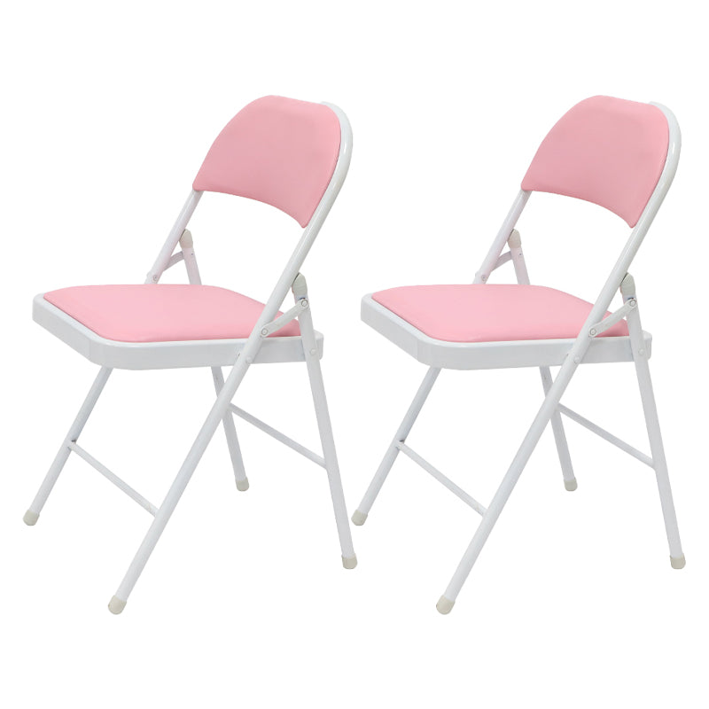 Modern Indoor-Outdoor Metal Chair Folding Armless Open Back Dining Side Chair Pink 2 Piece Set Clearhalo ' kitchen&dining_furn' 'Dining Chairs' 'Dining Tables & Seating' 'dining_chair' 'furn' 'furn_dining_chair' 'Furniture' 'furniture_dining_chair' 'Kitchen & Dining Furniture' 'kitchen' 4205807