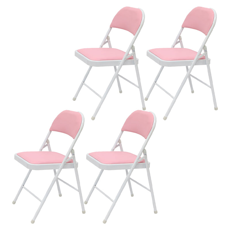 Modern Indoor-Outdoor Metal Chair Folding Armless Open Back Dining Side Chair Pink 4 Piece Set Clearhalo ' kitchen&dining_furn' 'Dining Chairs' 'Dining Tables & Seating' 'dining_chair' 'furn' 'furn_dining_chair' 'Furniture' 'furniture_dining_chair' 'Kitchen & Dining Furniture' 'kitchen' 4205808