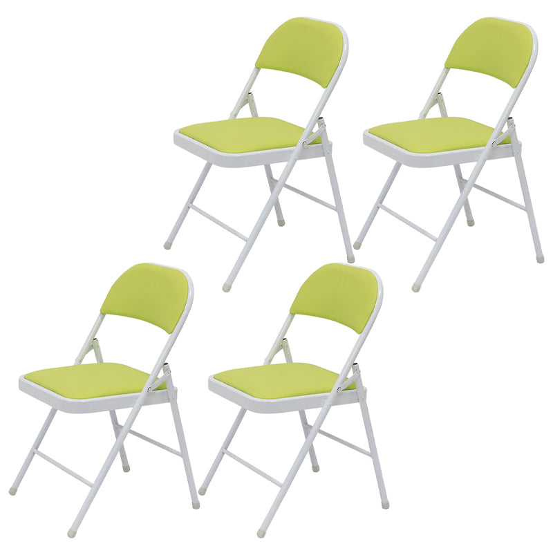 Modern Indoor-Outdoor Metal Chair Folding Armless Open Back Dining Side Chair Light Green 4 Piece Set Clearhalo ' kitchen&dining_furn' 'Dining Chairs' 'Dining Tables & Seating' 'dining_chair' 'furn' 'furn_dining_chair' 'Furniture' 'furniture_dining_chair' 'Kitchen & Dining Furniture' 'kitchen' 4205814