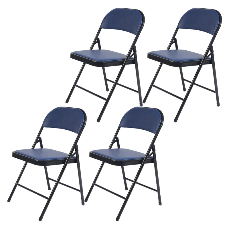 Modern Indoor-Outdoor Metal Chair Folding Armless Open Back Dining Side Chair Blue 4 Piece Set Clearhalo ' kitchen&dining_furn' 'Dining Chairs' 'Dining Tables & Seating' 'dining_chair' 'furn' 'furn_dining_chair' 'Furniture' 'furniture_dining_chair' 'Kitchen & Dining Furniture' 'kitchen' 4205818