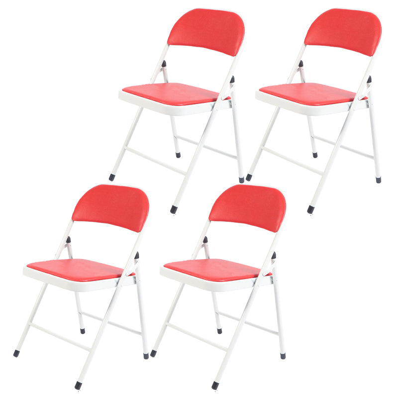 Modern Indoor-Outdoor Metal Chair Folding Armless Open Back Dining Side Chair Red 4 Piece Set Clearhalo ' kitchen&dining_furn' 'Dining Chairs' 'Dining Tables & Seating' 'dining_chair' 'furn' 'furn_dining_chair' 'Furniture' 'furniture_dining_chair' 'Kitchen & Dining Furniture' 'kitchen' 4205821