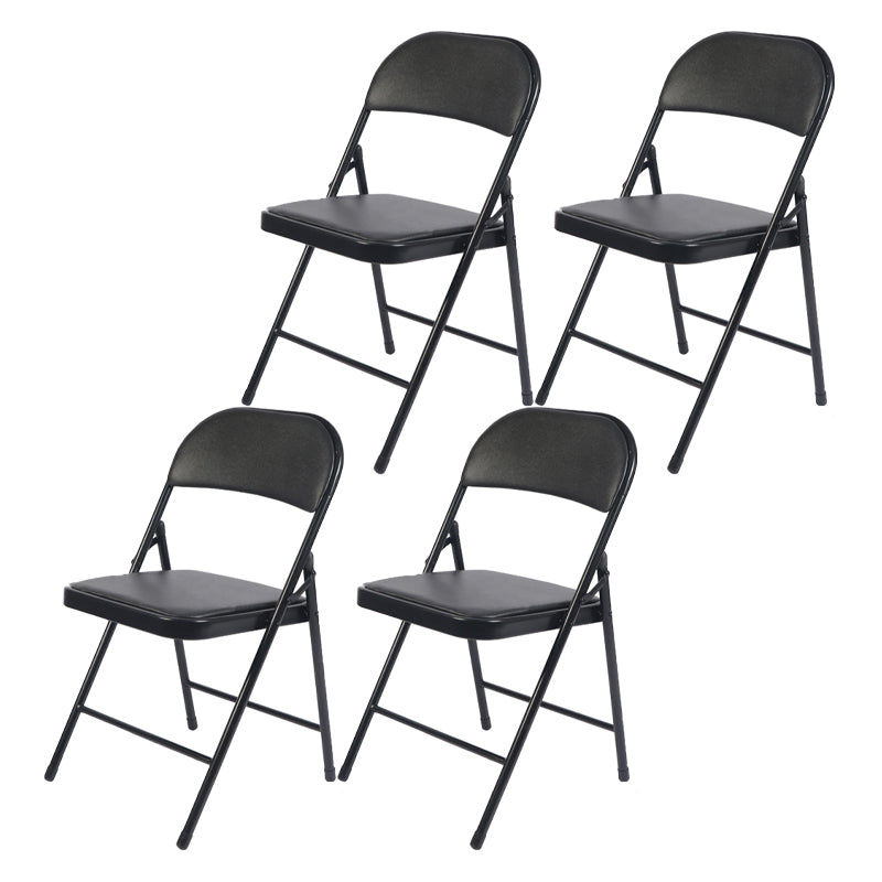Modern Indoor-Outdoor Metal Chair Folding Armless Open Back Dining Side Chair Black 4 Piece Set Clearhalo ' kitchen&dining_furn' 'Dining Chairs' 'Dining Tables & Seating' 'dining_chair' 'furn' 'furn_dining_chair' 'Furniture' 'furniture_dining_chair' 'Kitchen & Dining Furniture' 'kitchen' 4205830
