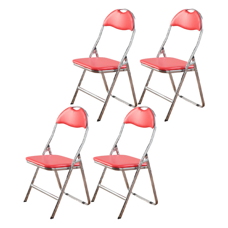 Modern Metal Indoor-Outdoor Chair Open Back Armless Dining Side Chair Red 4 Piece Set Clearhalo ' kitchen&dining_furn' 'Dining Chairs' 'Dining Tables & Seating' 'dining_chair' 'furn' 'furn_dining_chair' 'Furniture' 'furniture_dining_chair' 'Kitchen & Dining Furniture' 'kitchen' 4205842
