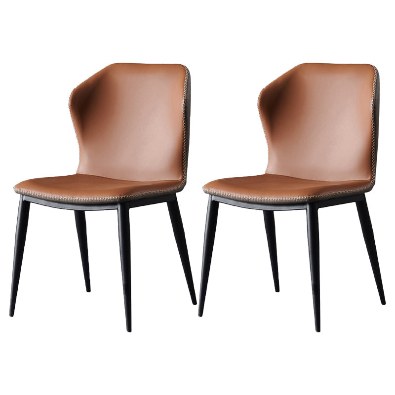Industrial Indoor Side Chair Wingback Metal Upholstered Dining Room Chair (Set of 2) Coffee Clearhalo ' kitchen&dining_furn' 'Dining Chairs' 'Dining Tables & Seating' 'dining_chair' 'furn' 'furn_dining_chair' 'Furniture' 'furniture_dining_chair' 'Kitchen & Dining Furniture' 'kitchen' 4205856
