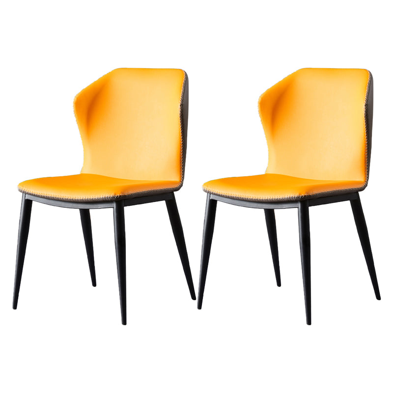 Industrial Indoor Side Chair Wingback Metal Upholstered Dining Room Chair (Set of 2) Yellow Clearhalo ' kitchen&dining_furn' 'Dining Chairs' 'Dining Tables & Seating' 'dining_chair' 'furn' 'furn_dining_chair' 'Furniture' 'furniture_dining_chair' 'Kitchen & Dining Furniture' 'kitchen' 4205861