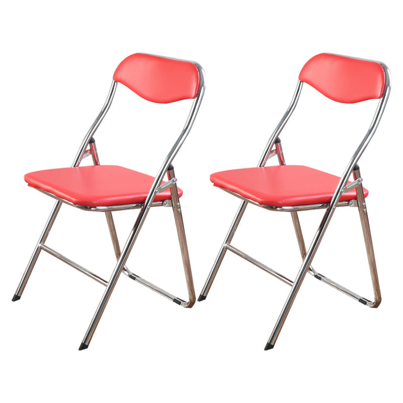 Metal Modern Indoor-Outdoor Chair Folding Armless Open Back Dining Side Chair Red 2 Piece Set Clearhalo ' kitchen&dining_furn' 'Dining Chairs' 'Dining Tables & Seating' 'dining_chair' 'furn' 'furn_dining_chair' 'Furniture' 'furniture_dining_chair' 'Kitchen & Dining Furniture' 'kitchen' 4205870