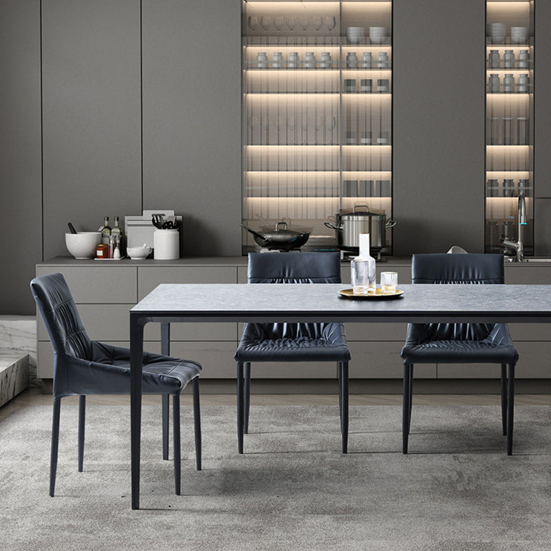 Contemporary Style Solid Back Dining Arm Chairs Leather Dining Chairs (Set of 2) Clearhalo ' kitchen&dining_furn' 'Dining Chairs' 'Dining Tables & Seating' 'dining_chair' 'furn' 'furn_dining_chair' 'Furniture' 'furniture_dining_chair' 'Kitchen & Dining Furniture' 'kitchen' 4205887