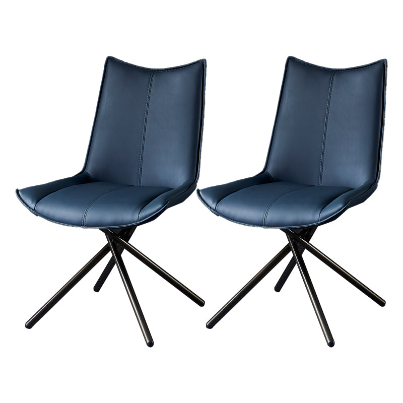 Modern Leather Home Side Chair Solid Back Dining Chair (Set of 2) Blue Clearhalo ' kitchen&dining_furn' 'Dining Chairs' 'Dining Tables & Seating' 'dining_chair' 'furn' 'furn_dining_chair' 'Furniture' 'furniture_dining_chair' 'Kitchen & Dining Furniture' 'kitchen' 4205924