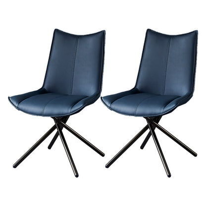 Modern Leather Home Side Chair Solid Back Dining Chair (Set of 2) Blue Clearhalo ' kitchen&dining_furn' 'Dining Chairs' 'Dining Tables & Seating' 'dining_chair' 'furn' 'furn_dining_chair' 'Furniture' 'furniture_dining_chair' 'Kitchen & Dining Furniture' 'kitchen' 4205924