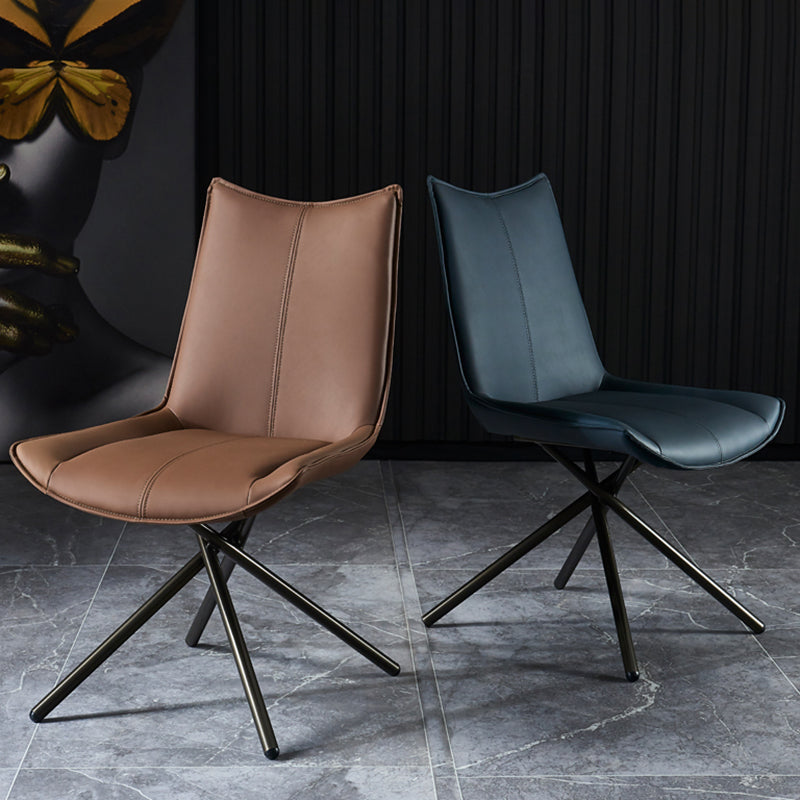 Modern Leather Home Side Chair Solid Back Dining Chair (Set of 2) Clearhalo ' kitchen&dining_furn' 'Dining Chairs' 'Dining Tables & Seating' 'dining_chair' 'furn' 'furn_dining_chair' 'Furniture' 'furniture_dining_chair' 'Kitchen & Dining Furniture' 'kitchen' 4205933