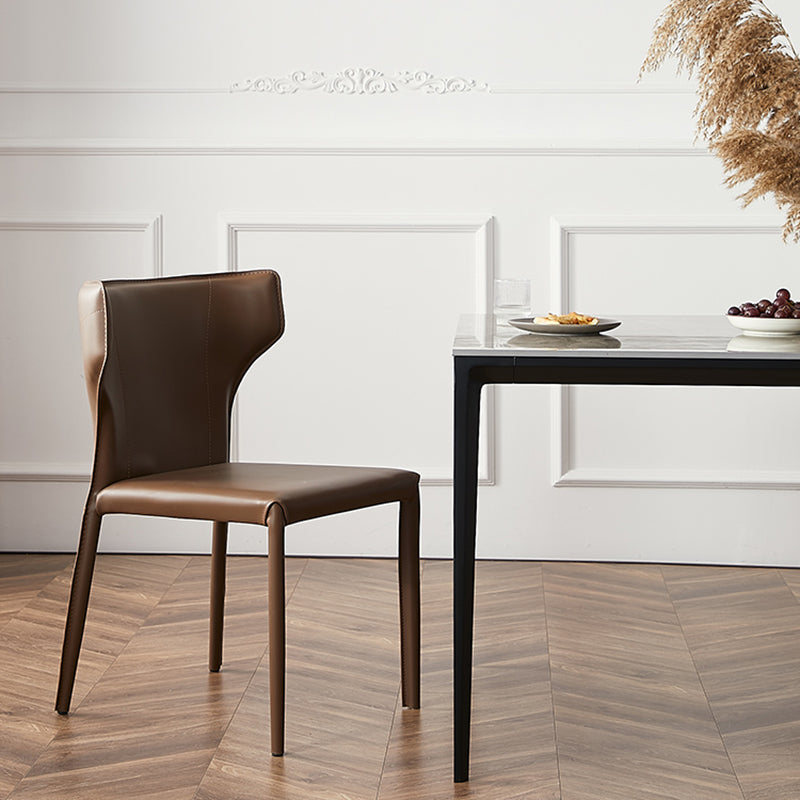 Contemporary Metal Dining Armless Chair Leather Dining Chairs for Home Use Clearhalo ' kitchen&dining_furn' 'Dining Chairs' 'Dining Tables & Seating' 'dining_chair' 'furn' 'furn_dining_chair' 'Furniture' 'furniture_dining_chair' 'Kitchen & Dining Furniture' 'kitchen' 4205960