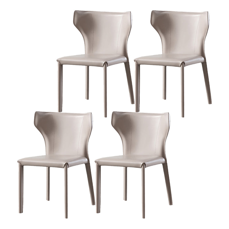 Contemporary Metal Dining Armless Chair Leather Dining Chairs for Home Use Light Khaki 4 Piece Set Clearhalo ' kitchen&dining_furn' 'Dining Chairs' 'Dining Tables & Seating' 'dining_chair' 'furn' 'furn_dining_chair' 'Furniture' 'furniture_dining_chair' 'Kitchen & Dining Furniture' 'kitchen' 4205964