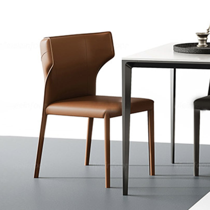 Contemporary Metal Dining Armless Chair Leather Dining Chairs for Home Use Clearhalo ' kitchen&dining_furn' 'Dining Chairs' 'Dining Tables & Seating' 'dining_chair' 'furn' 'furn_dining_chair' 'Furniture' 'furniture_dining_chair' 'Kitchen & Dining Furniture' 'kitchen' 4205965