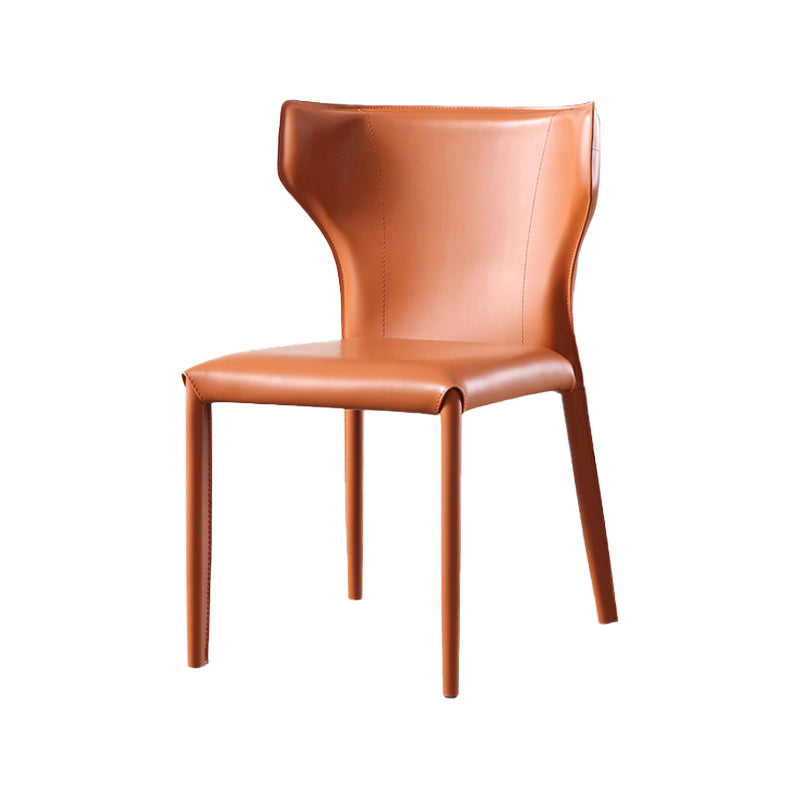 Contemporary Metal Dining Armless Chair Leather Dining Chairs for Home Use Orange 1 Piece Clearhalo ' kitchen&dining_furn' 'Dining Chairs' 'Dining Tables & Seating' 'dining_chair' 'furn' 'furn_dining_chair' 'Furniture' 'furniture_dining_chair' 'Kitchen & Dining Furniture' 'kitchen' 4205966
