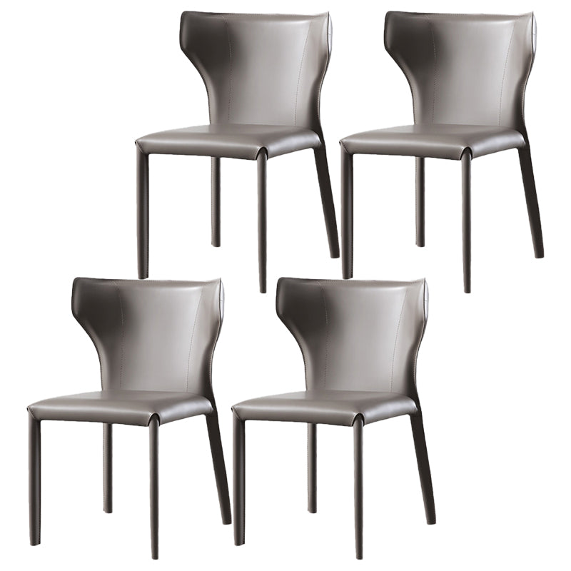 Contemporary Metal Dining Armless Chair Leather Dining Chairs for Home Use Grey 4 Piece Set Clearhalo ' kitchen&dining_furn' 'Dining Chairs' 'Dining Tables & Seating' 'dining_chair' 'furn' 'furn_dining_chair' 'Furniture' 'furniture_dining_chair' 'Kitchen & Dining Furniture' 'kitchen' 4205975