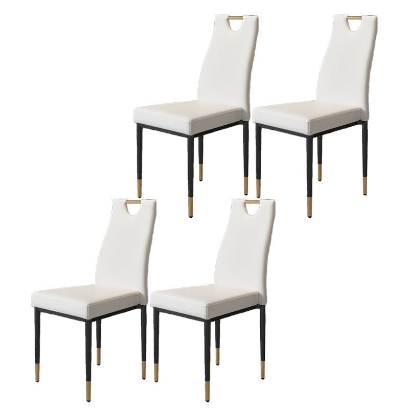 Stackable Leather Home Side Chair Modern Solid Back Dining Chair (Set of 4) Off-White Clearhalo ' kitchen&dining_furn' 'Dining Chairs' 'Dining Tables & Seating' 'dining_chair' 'furn' 'furn_dining_chair' 'Furniture' 'furniture_dining_chair' 'Kitchen & Dining Furniture' 'kitchen' 4205984