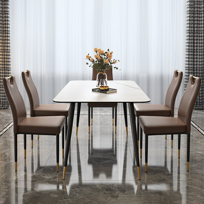 Stackable Leather Home Side Chair Modern Solid Back Dining Chair (Set of 4) Clearhalo ' kitchen&dining_furn' 'Dining Chairs' 'Dining Tables & Seating' 'dining_chair' 'furn' 'furn_dining_chair' 'Furniture' 'furniture_dining_chair' 'Kitchen & Dining Furniture' 'kitchen' 4205985