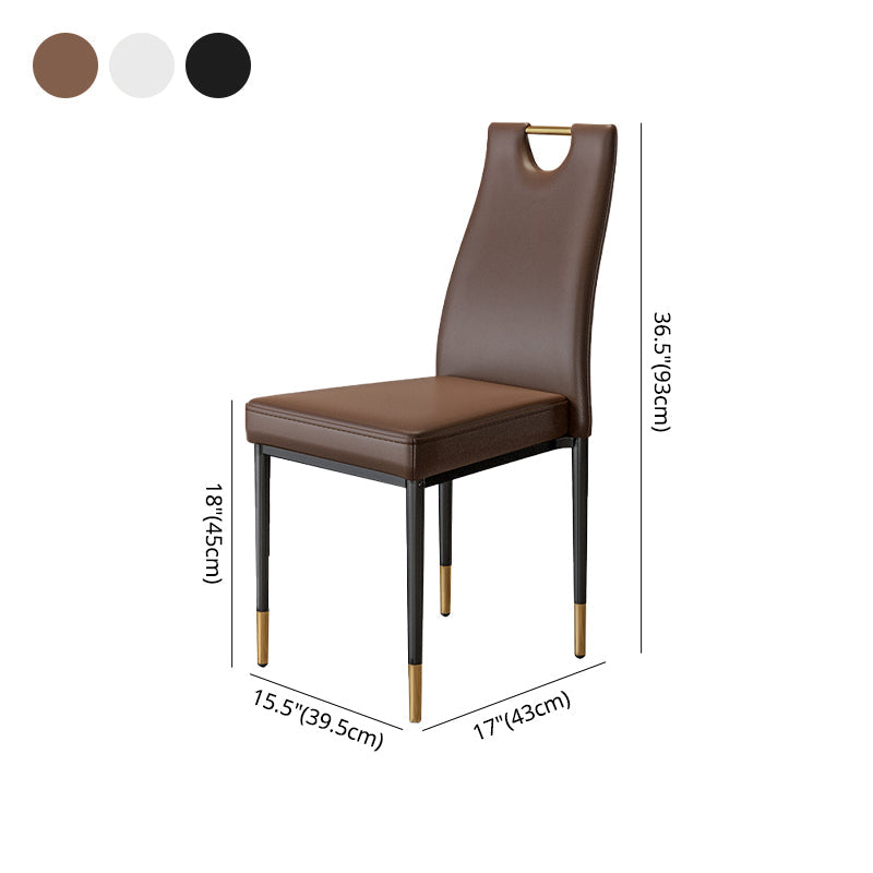 Stackable Leather Home Side Chair Modern Solid Back Dining Chair (Set of 4) Clearhalo ' kitchen&dining_furn' 'Dining Chairs' 'Dining Tables & Seating' 'dining_chair' 'furn' 'furn_dining_chair' 'Furniture' 'furniture_dining_chair' 'Kitchen & Dining Furniture' 'kitchen' 4205991